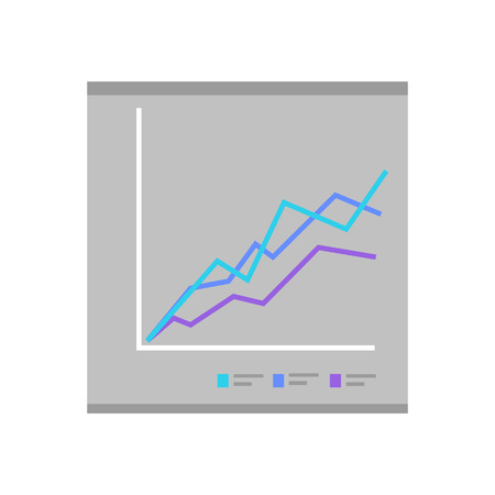Colour diagram on gray background. Diagram icon in flat. Concept of online business, commerce statistics, business analysis, information. Isolated object on gray background. Vector illustration.のイラスト素材