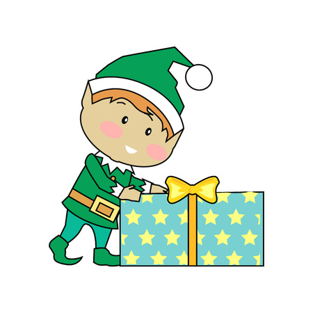 Fairy elves with christmas presentsのイラスト素材