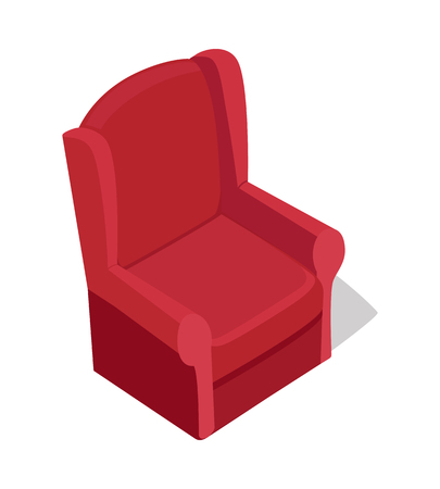 Red armchair vector in isometric projection. Comfortable furniture  illustration for stores advertising, app icons, infographics, logo, web and games environment design. Isolated on white backgroundのイラスト素材