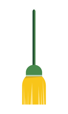 Broom isolated on white background. Cleaning tool. Sign symbols of clean in house. House washing equipment. Office and hotel cleaning. Housekeeping. Cleaning concept. Vector illustrationのイラスト素材