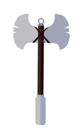 Viking poleaxe in flat. Cartoon medieval axe. Weapon of viking. Axe steel weapon. Medieval axe icon. Game object in flat design isolated on white background. Vector illustration.のイラスト素材