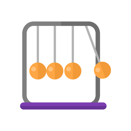 Newton's cradle vector in flat style. Devise for demonstration conservation of momentum and energy. Executive ball clicker. Illustration for scientific and educational concepts. Isolated on whiteのイラスト素材
