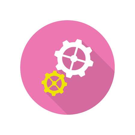 Gear icons web button isolated on white. Strategic management concept. Cogwheel and development symbol. Integral parts for constant business work. Machinery progress sign. Vector design illustrationのイラスト素材
