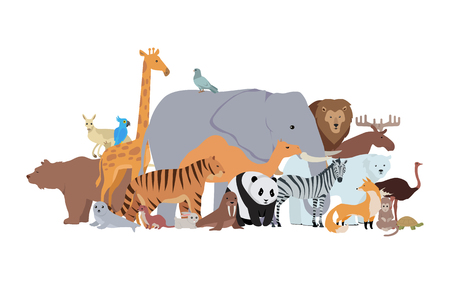 Animals Of Different Spices Banner Elk Zebra Hamster Tiger Panda