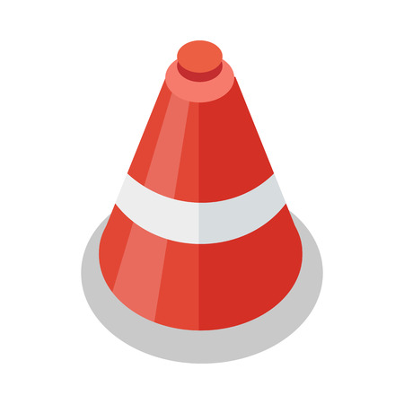 Traffic cone icon in flat. Safety and attention, danger, warning symbol. Drive Safety. Tools symbol. Road cone. Isolated vector illustration on white background.のイラスト素材