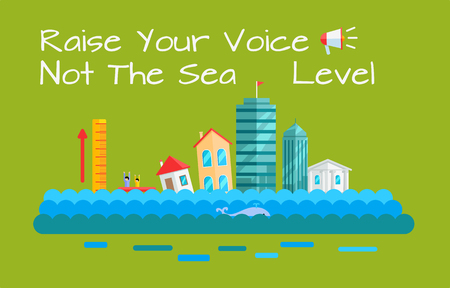 Warming and Sea Level Increase Vector Concept.のイラスト素材