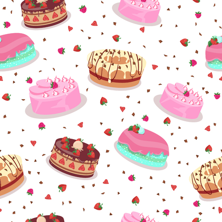 Tasty Celebratory Cakes Vector Seamless Patternのイラスト素材