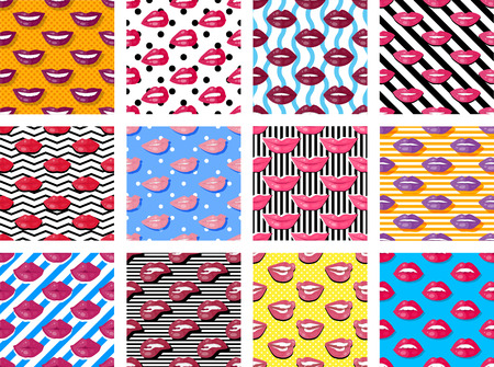 Womens Lips Seamless Pattern Vector Illustrationのイラスト素材