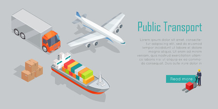 Cargo Transport Isometric Infographics Elementsのイラスト素材