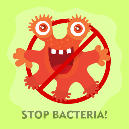 Stop Bacteria Cartoon Vector Illustration No Virusのイラスト素材