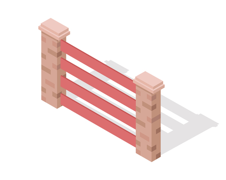 Wooden Fence Vector In Isometric Projectionのイラスト素材
