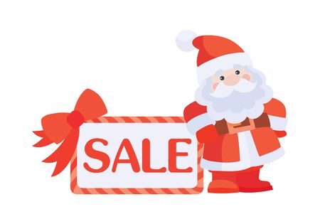 Christmas Sale Vector Icon. Santa with Posterのイラスト素材