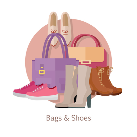Bags Shoes Flat Design Conceptの写真素材