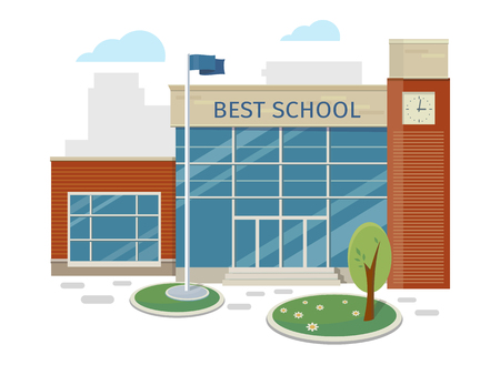 Best School Building in Flat Style Designのイラスト素材
