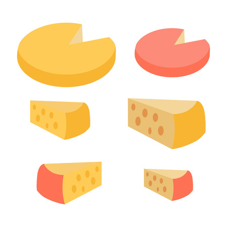 Set of Different Cheese Types. Varieties of Piecesのイラスト素材
