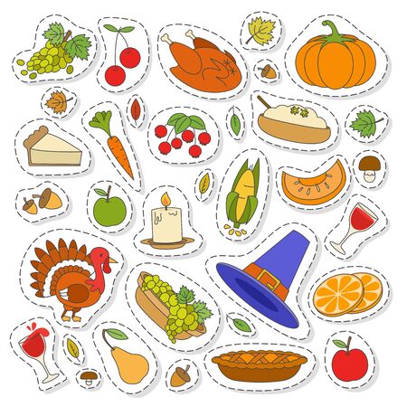 Set of Cute Thanksgiving iconsのイラスト素材