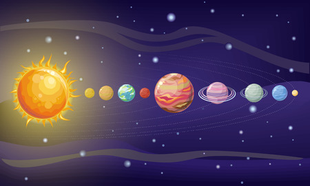 Solar System Design. Space with Planets and Starsのイラスト素材