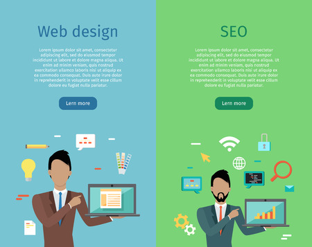 Web Design, SEO Infographic Setのイラスト素材