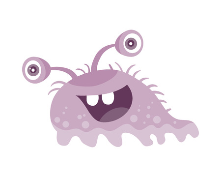 Funny Smiling Germ. Purple Character with Big Eyesのイラスト素材