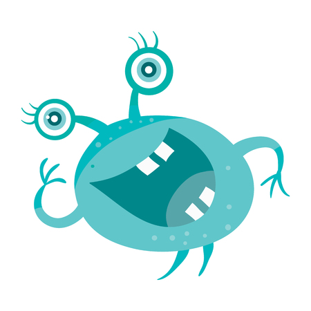 Cartoon Blue Microorganism. Funny Smiling Germのイラスト素材