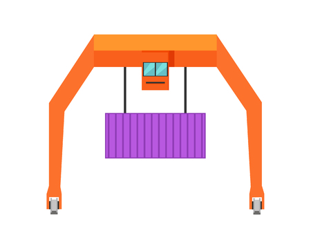 Industrial Crane Loading Containerのイラスト素材