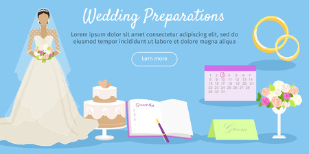 Wedding Preparations Web Banner. Vectorのイラスト素材