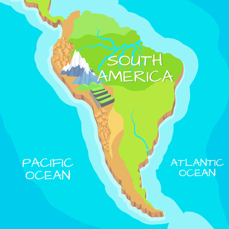 South America Map with Natural Attractionsのイラスト素材