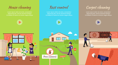 House Cleaning Vector Video Web Bannerのイラスト素材