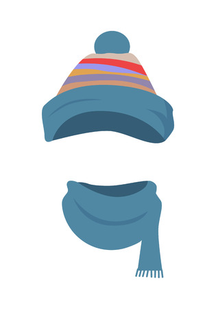 Hat. Colourful Striped Headwear and Twisted Scarfのイラスト素材