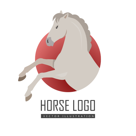 Rearing Grey Horse Illustration in Flat Designのイラスト素材