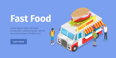 Street Fast Food Isometric Vector Conceptのイラスト素材