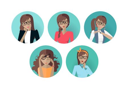 Set of Userpic of a Business Lady. Woman at Workのイラスト素材