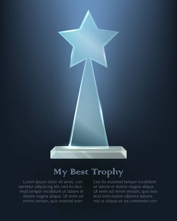 My Best Trophy. Glass Triangle with Star on Topのイラスト素材