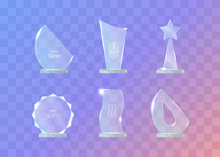 Trophy. Set of Different in Shape Glass Awardsのイラスト素材