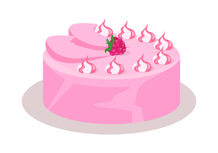 Delicious cake. Festive cake web banner. Chocolate cake bakery isolated design flat. Birthday cake, dessert and cookies, sweet confectionery, delicious cream, tasty pastry cake. Vector illustrationのイラスト素材