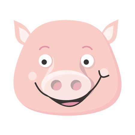 Pig Face Vector Illustration in Flat Designのイラスト素材