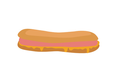 Hot Dog Isolated on White. Sandwich with Sausageのイラスト素材