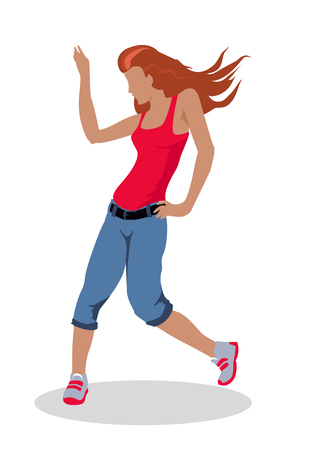 Street Dancer Woman Illustration in Flat Designのイラスト素材