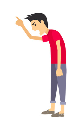 Screaming Man Flat Vector Illustrationのイラスト素材