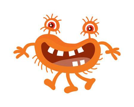 Orange Bacteria Cartoon Vector Character Iconのイラスト素材