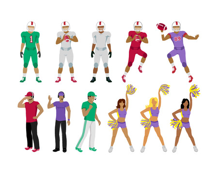 Football Players, Coaches, Cheerleading Girlsのイラスト素材