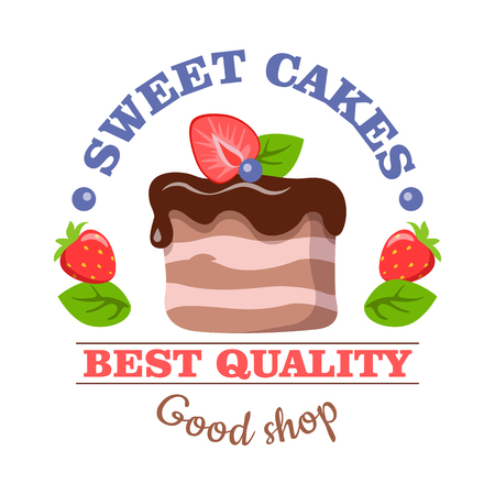 Sweet Cakes. Best Quality. Good Shop. Vector Logoのイラスト素材