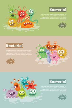Bacteria Flat Cartoon Vector Web Bannerのイラスト素材