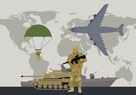Modern Armed Forces Types Flat Vector Conceptのイラスト素材