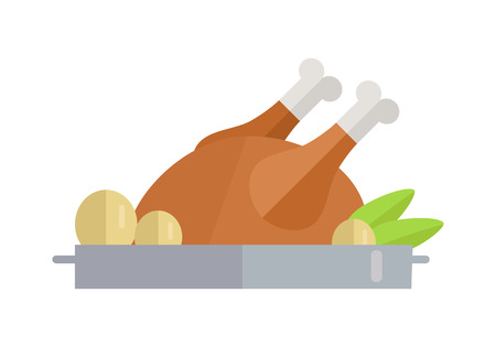 Fried Poultry Illustration in Flat Designのイラスト素材