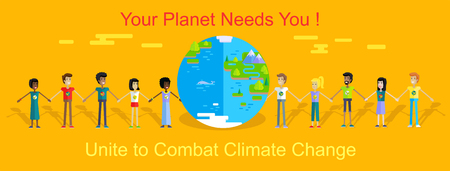 Saving Planet Earth Vector Concept in Flat Design.