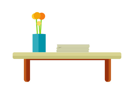 Tea Table with Flower in Potのイラスト素材