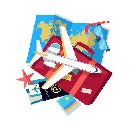 Vacation Conceptual Flat Style Vector Web Bannerのイラスト素材