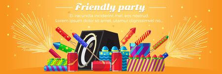 Friendly Party Banner. Fireworks for Festivals