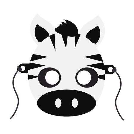 Zebra Carnival Mask. Striped Black White Animalのイラスト素材